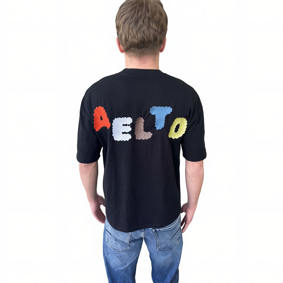 AELTO T-SHIRT 097 (Black with colours)